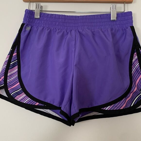 Tek Gear purple soccer shorts, lined, stripes, great condition, S - Picture 1 of 6